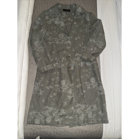 Peruvian Connection Jackets & Blazers - PERUVIAN CONNECTION 100% Linen Duster Jacket Mid Length Floral EUC Size US 4